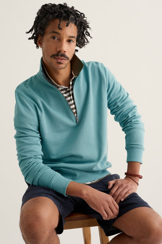 Felpa Uomo Wood Moss con Zip a Quarto