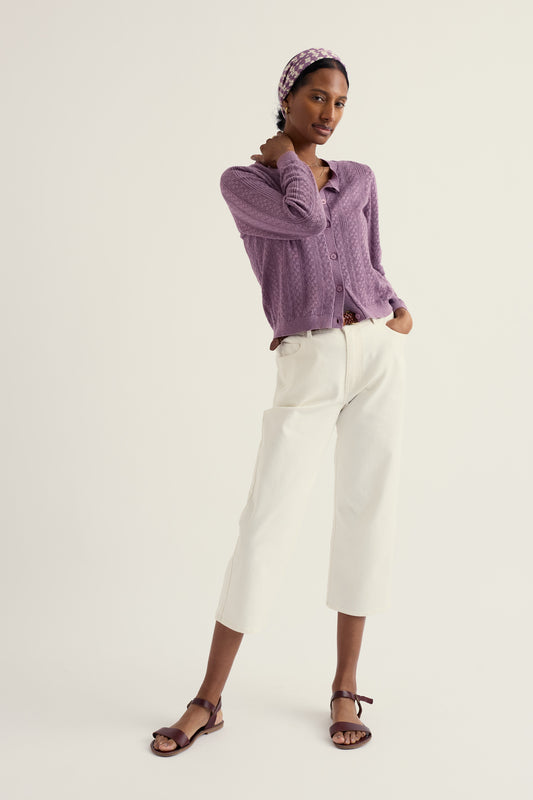 Cardigan Pointelle Willowing in Cotone Organico