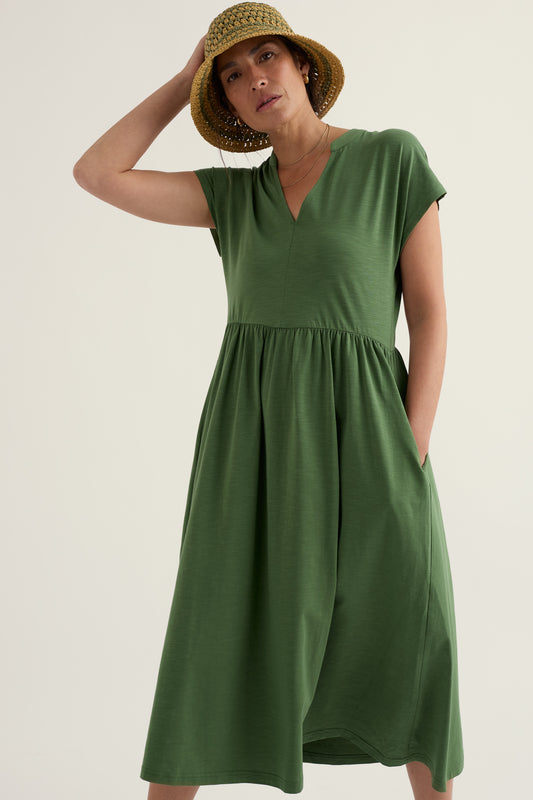 Abito midi in jersey Zinnia a maniche corte