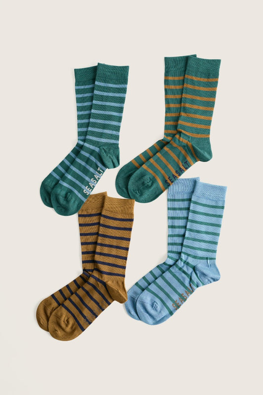 Lot de 4 paires de chaussettes marinière homme