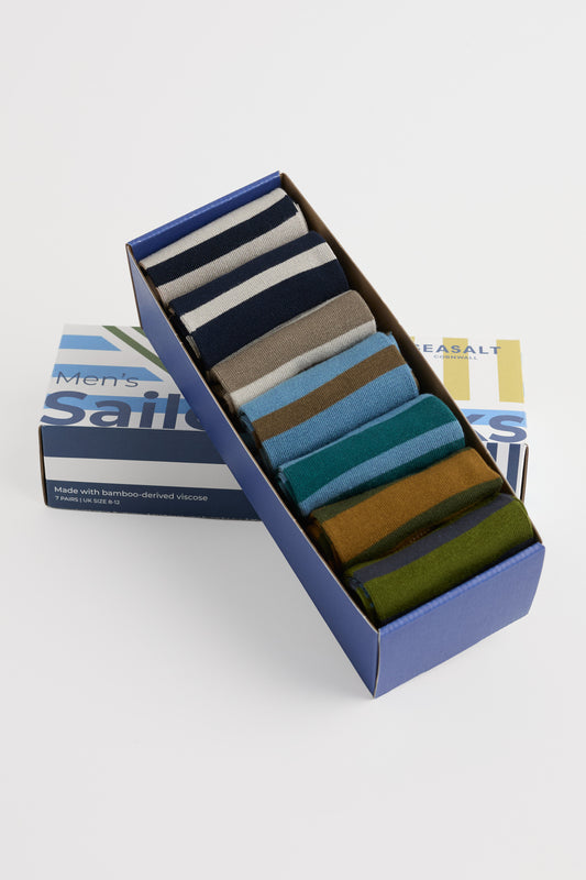 Coffret Cadeau 7 Paires de Chaussettes Rayées Marin Homme