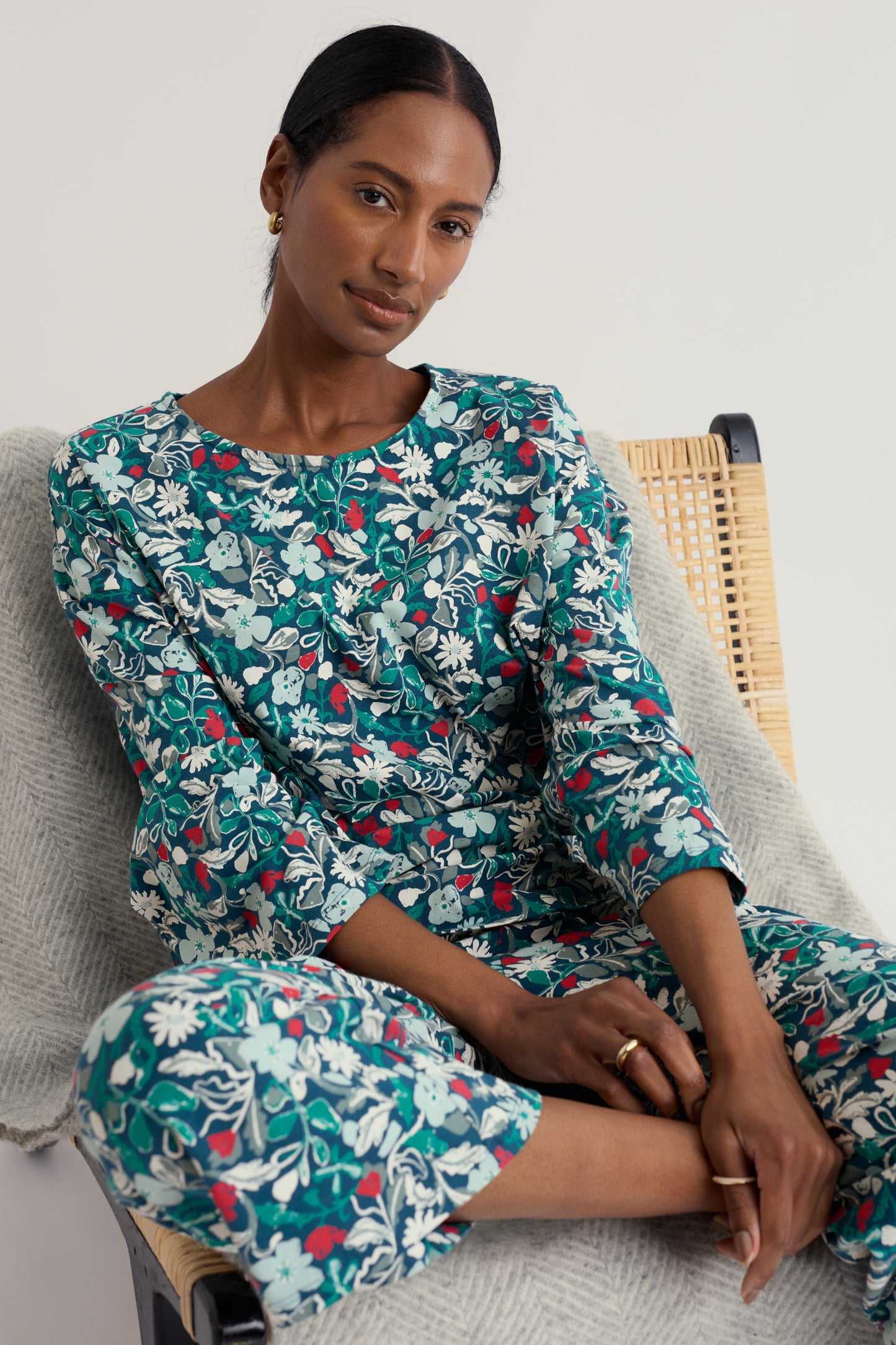 Pyjama en jersey à motif d'ombre d'arbre