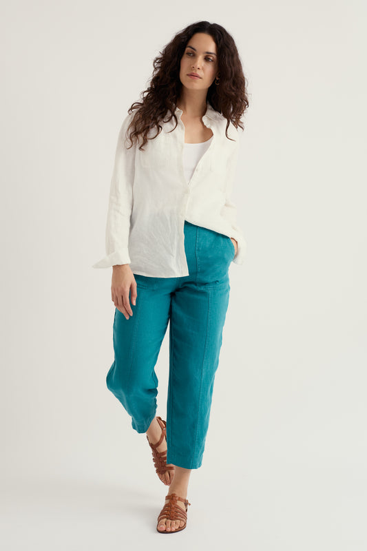 Pantaloni Corti Svasati in Lino Saltings