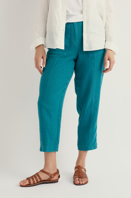 Pantaloni Corti Svasati in Lino Saltings