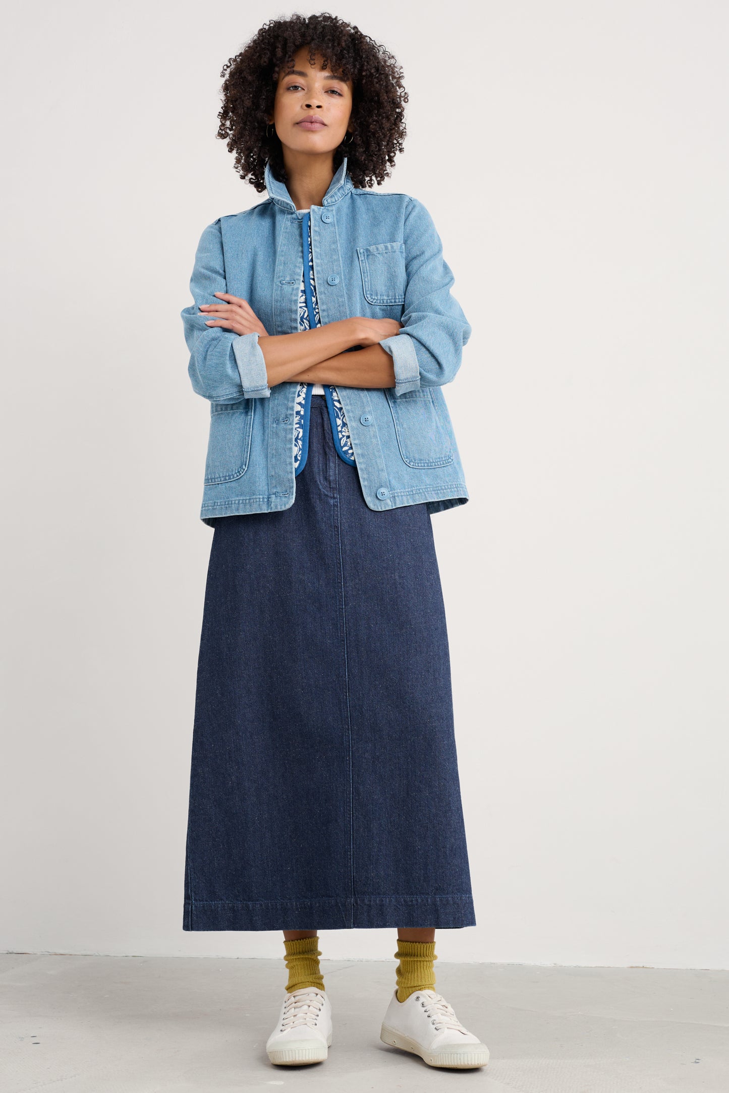 Gonna midi in denim Fruit Tree
