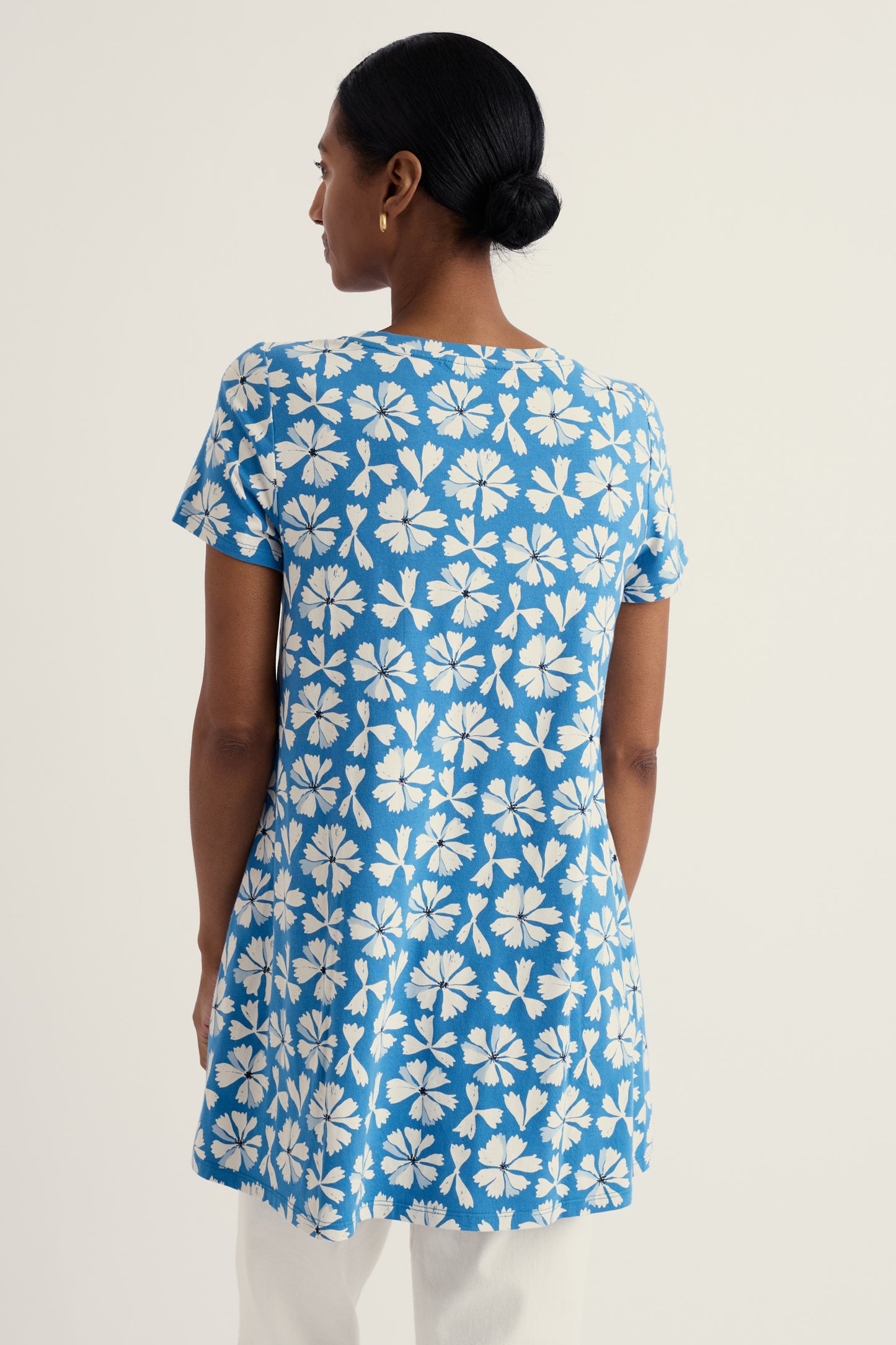 Tunica a linea A in jersey con stampa serigrafica  