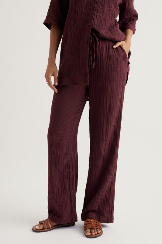 Pantaloni a Gamba Larga in Cotone Organico Tide Flow