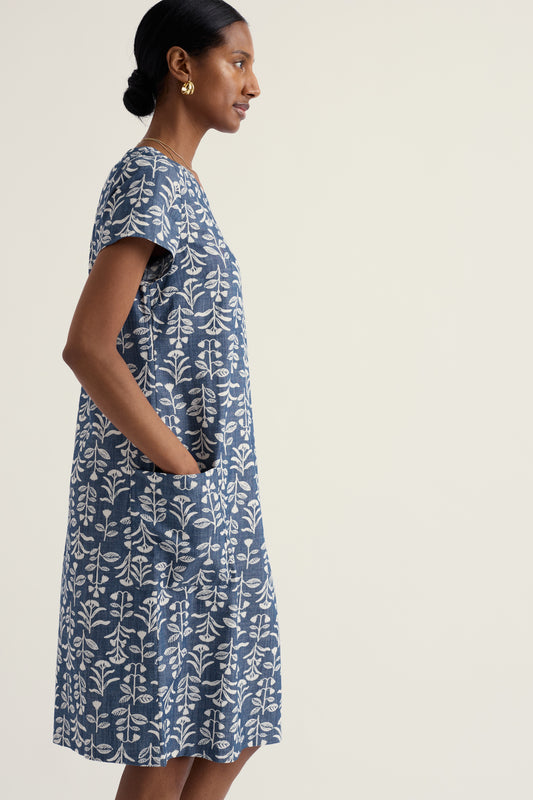 Abito dritto River Cove in chambray di cotone biologico  