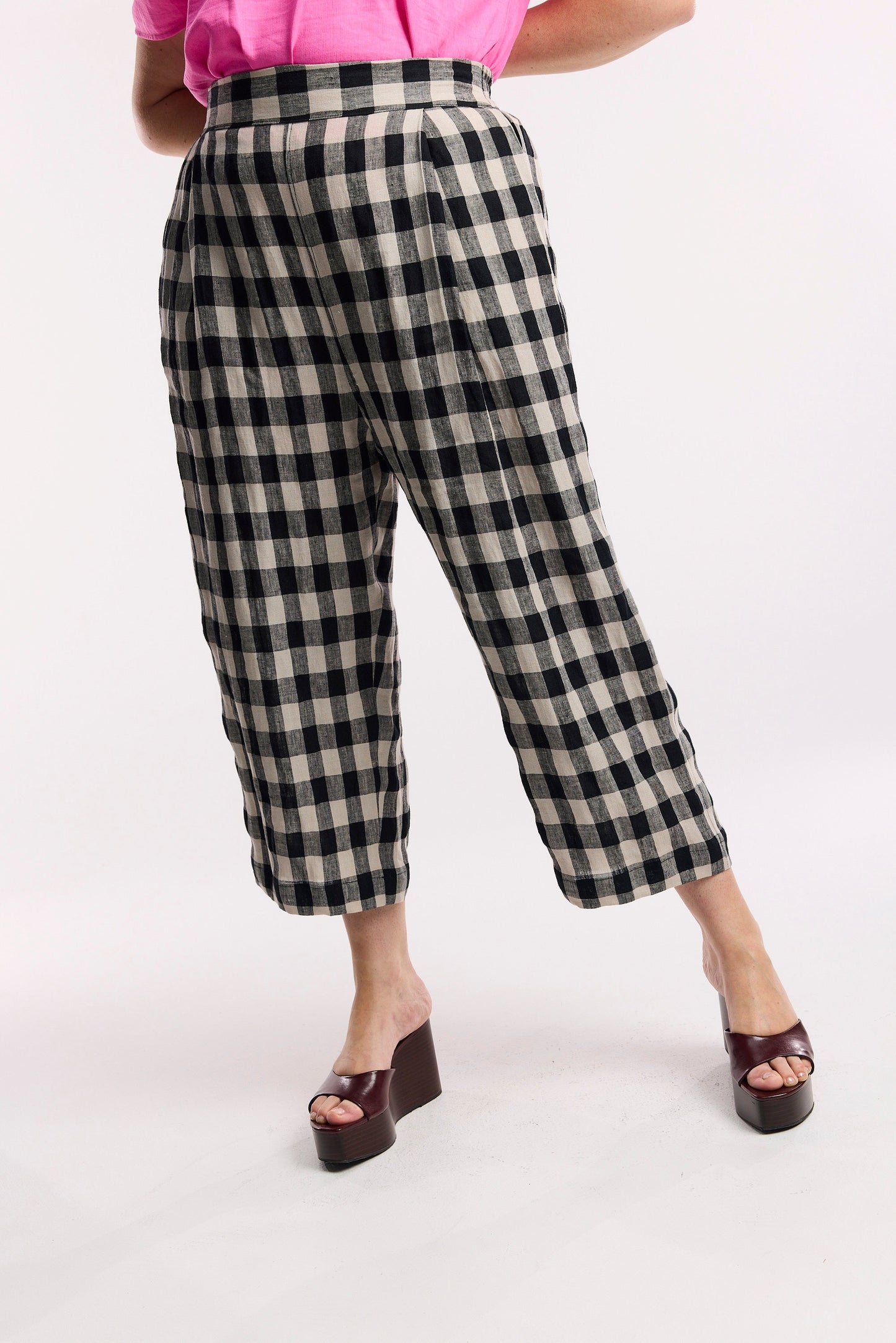 Pantaloni a gamba larga a barile a quadri Laneway