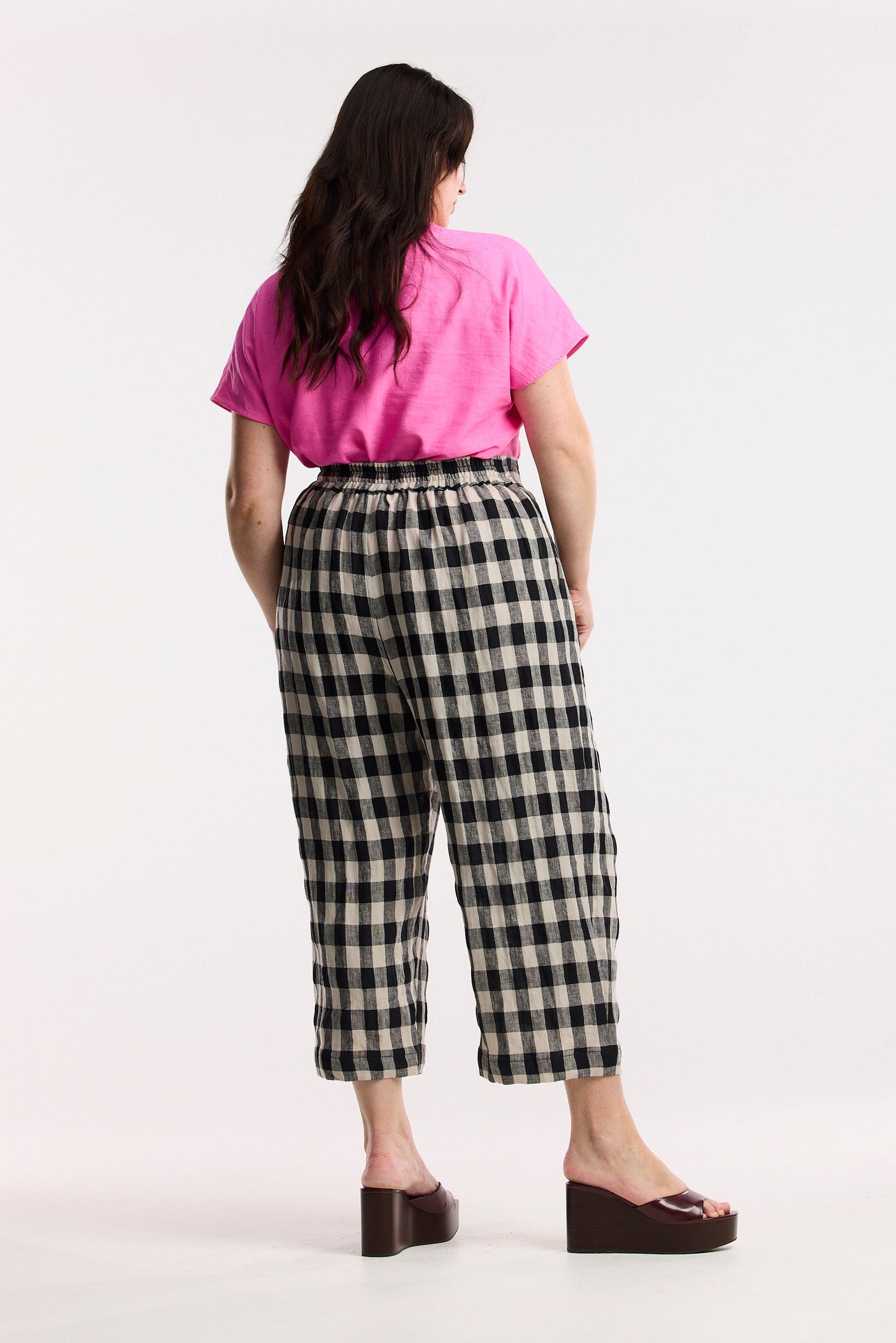 Pantaloni a gamba larga a barile a quadri Laneway