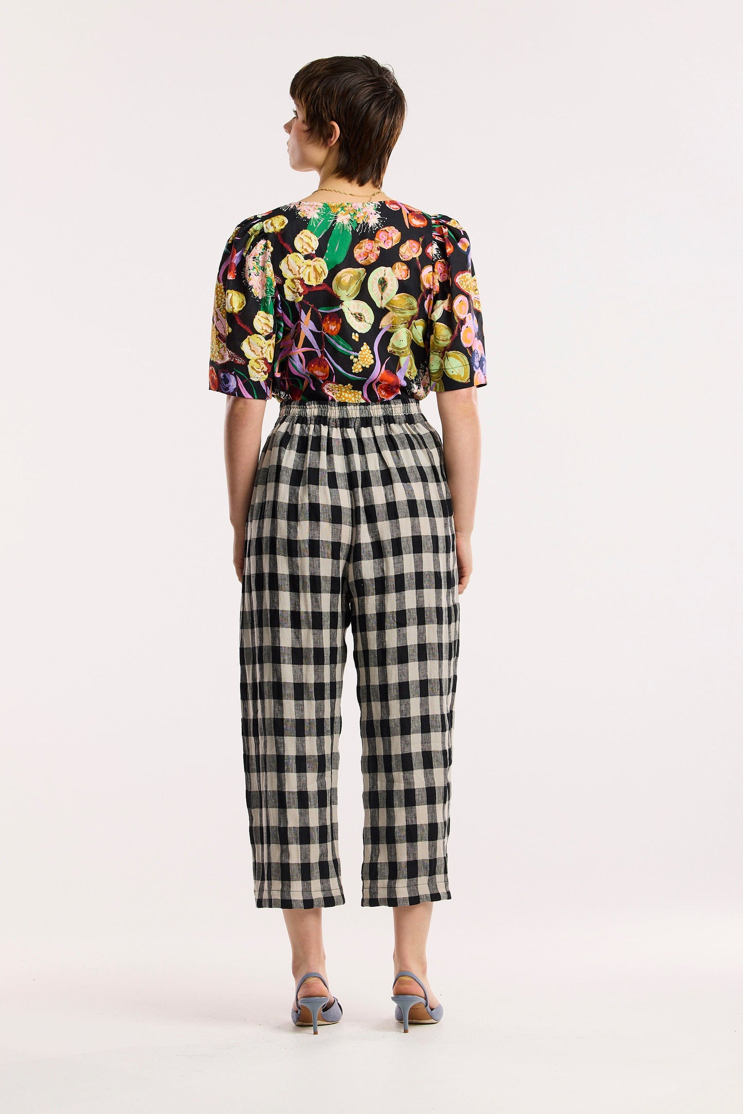 Pantaloni a gamba larga a barile a quadri Laneway