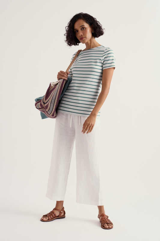 Pantaloni Corti in Lino a Gamba Larga Tide Flow